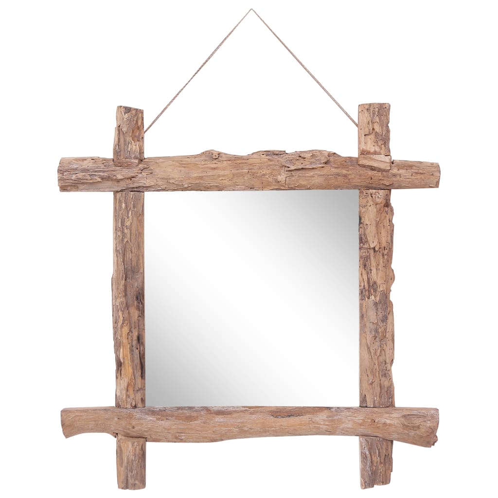 vidaXL Guľatinové zrkadlo prírodné 70x70 cm masívne recyklované drevo 