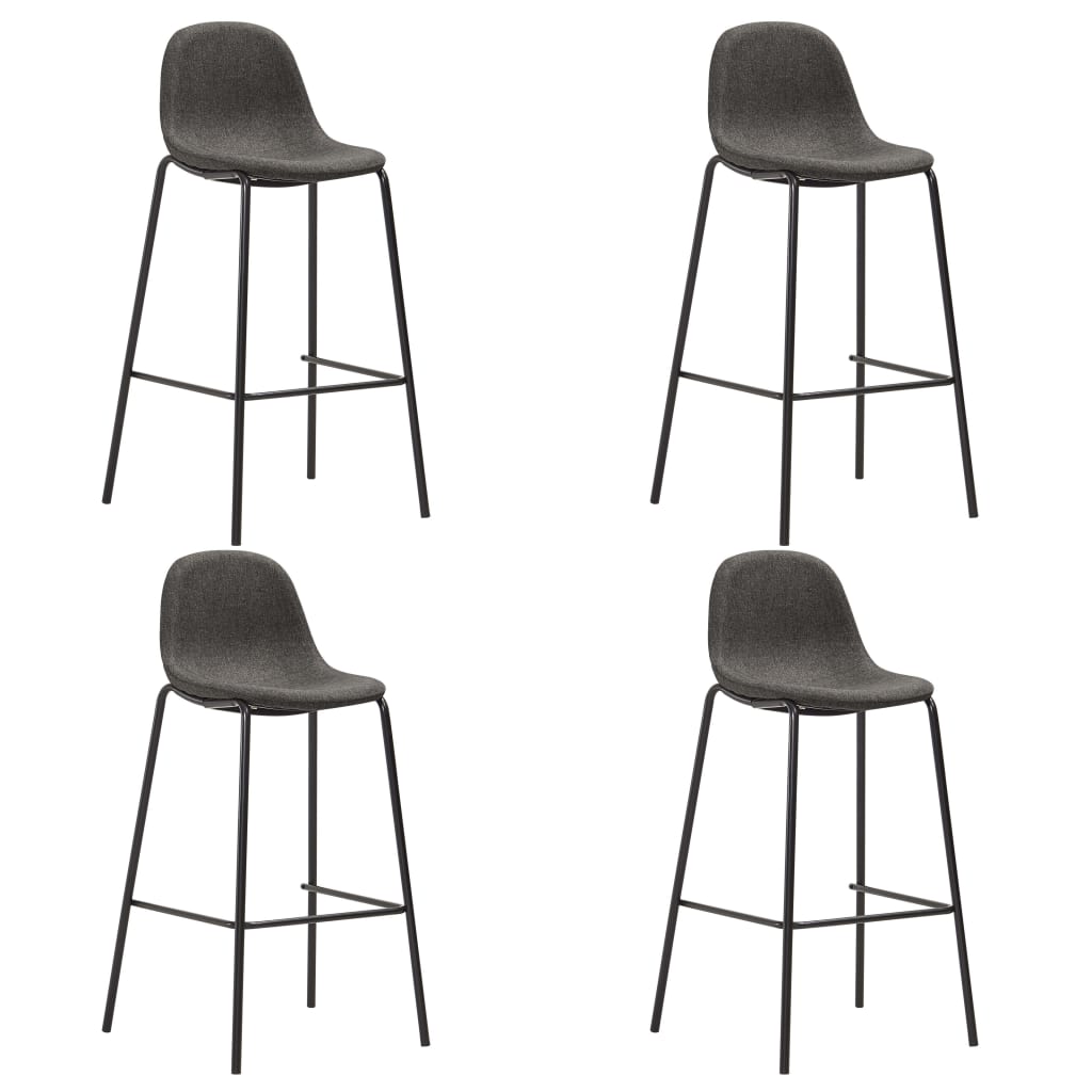 vidaXL Barové stoličky 4 ks, tmavosivé, látka