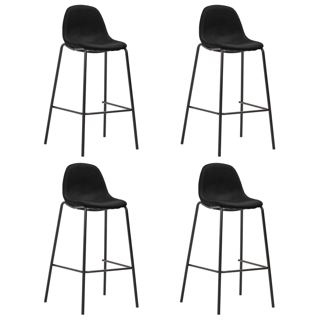 vidaXL Barové stoličky 4 ks čierne látkové