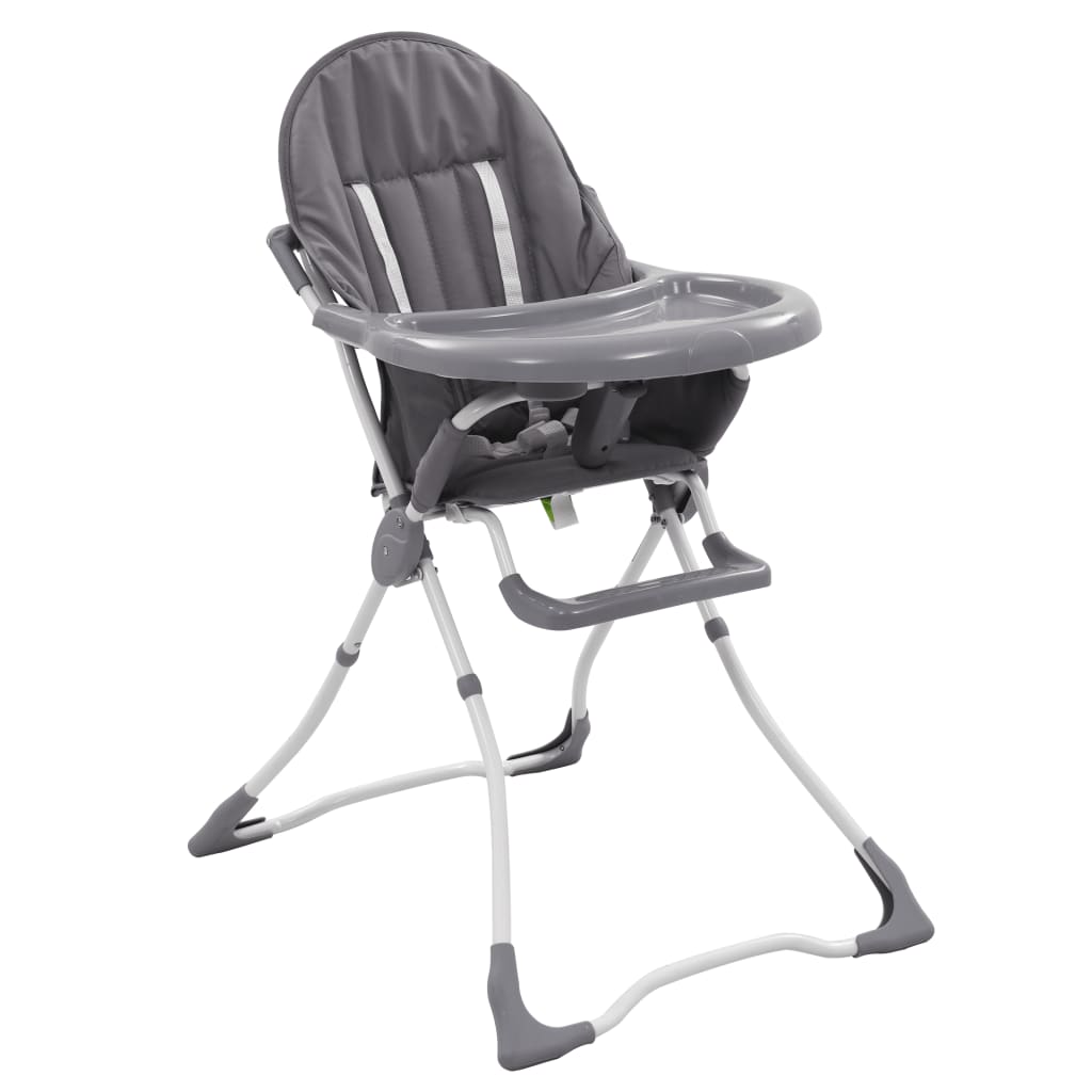 vidaXL Vysoká detská jedálenská stolička sivá a biela  