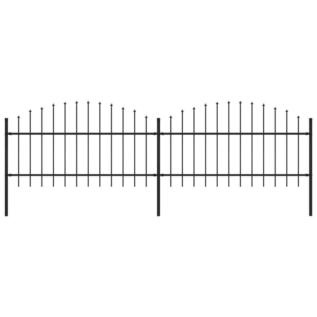vidaXL Záhradný plot s hrotmi, oceľ (1-1,25)x3,4 m, čierny