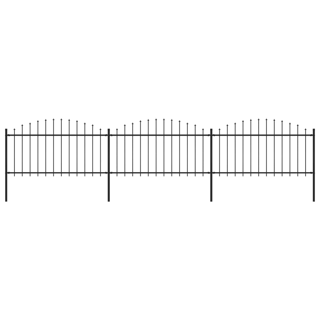 vidaXL Záhradný plot s hrotmi, oceľ (1,25-1,5)x5,1 m, čierny