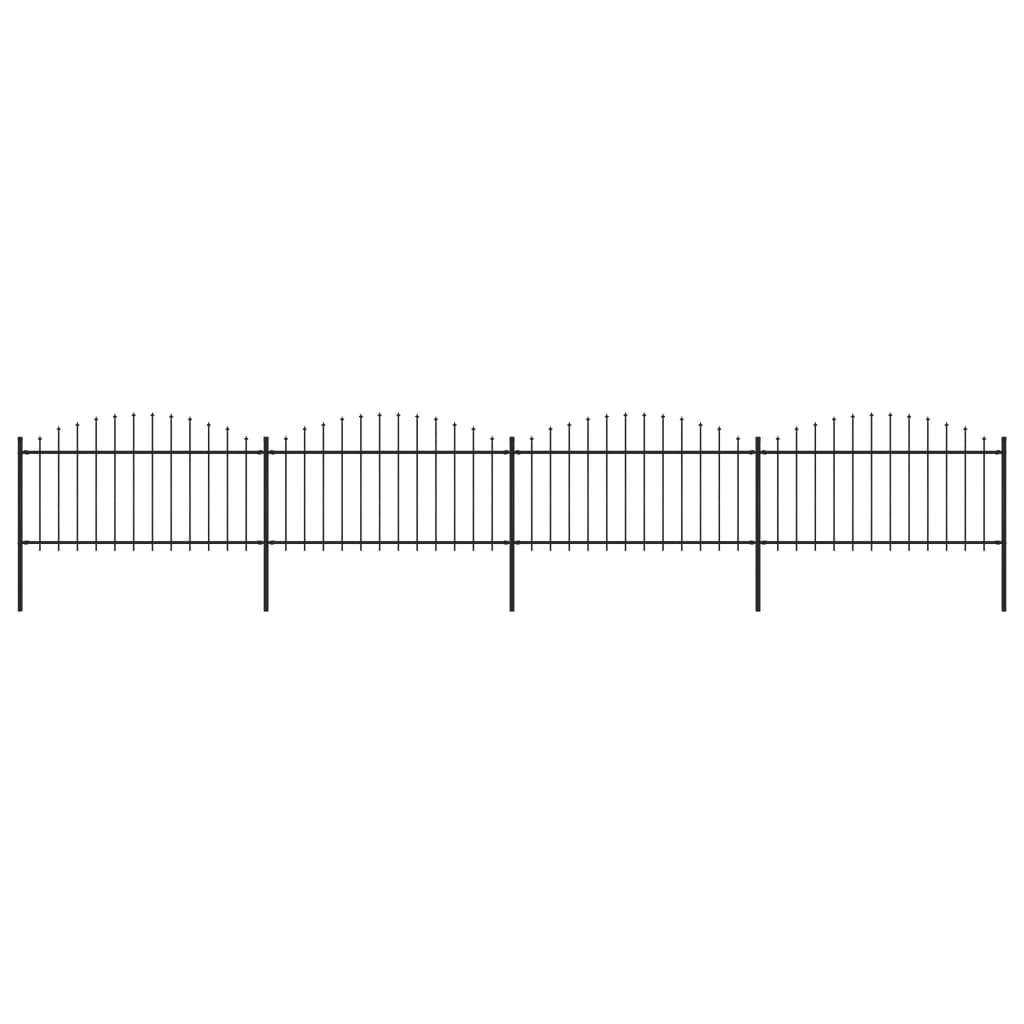 vidaXL Záhradný plot s hrotmi, oceľ (1,25-1,5)x6,8 m, čierny