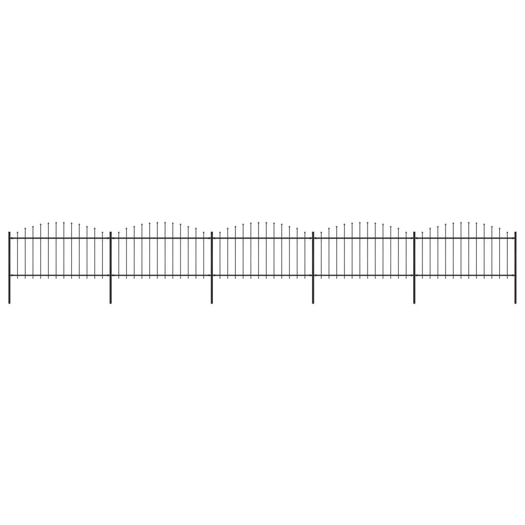 vidaXL Záhradný plot s hrotmi, oceľ (1,25-1,5)x8,5 m, čierny