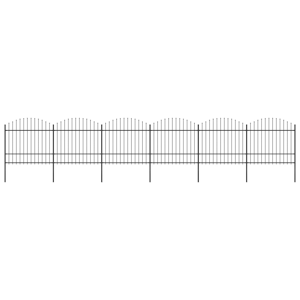 vidaXL Záhradný plot s hrotmi, oceľ (1,5-1,75)x10,2 m, čierny