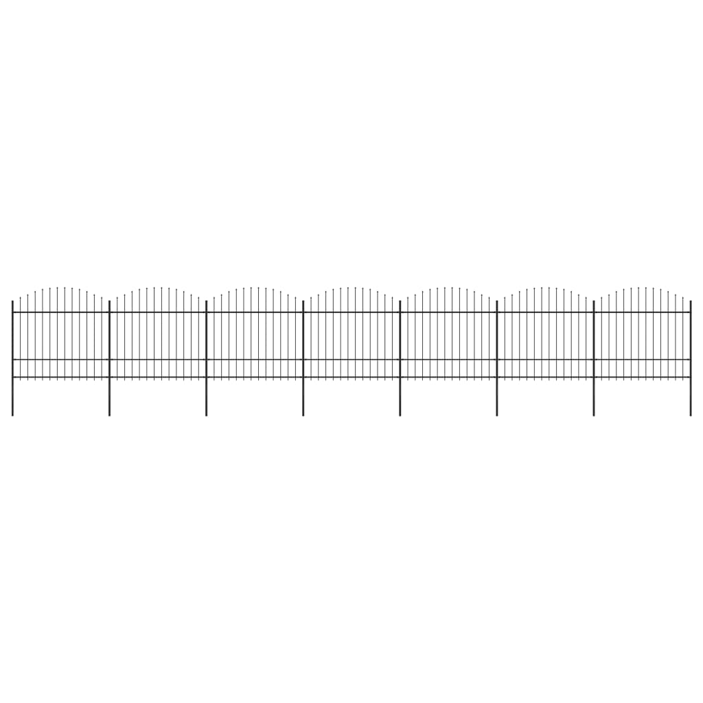 vidaXL Záhradný plot s hrotmi, oceľ (1,5-1,75)x11,9 m, čierny