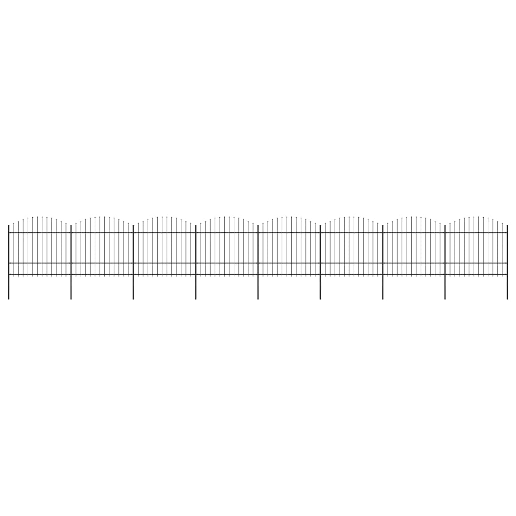 vidaXL Záhradný plot s hrotmi, oceľ (1,5-1,75)x13,6 m, čierny