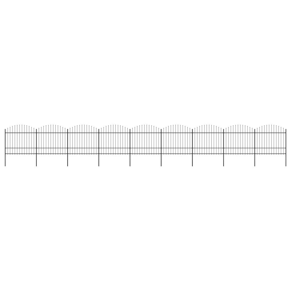 vidaXL Záhradný plot s hrotmi, oceľ (1,5-1,75)x15,3 m, čierny