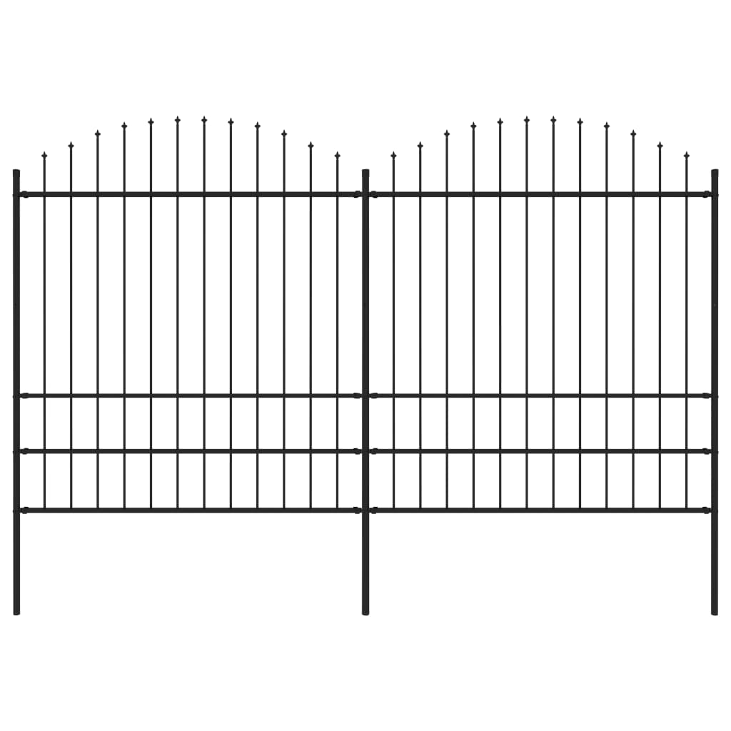 vidaXL Záhradný plot s hrotmi, oceľ (1,75-2)x3,4 m, čierny