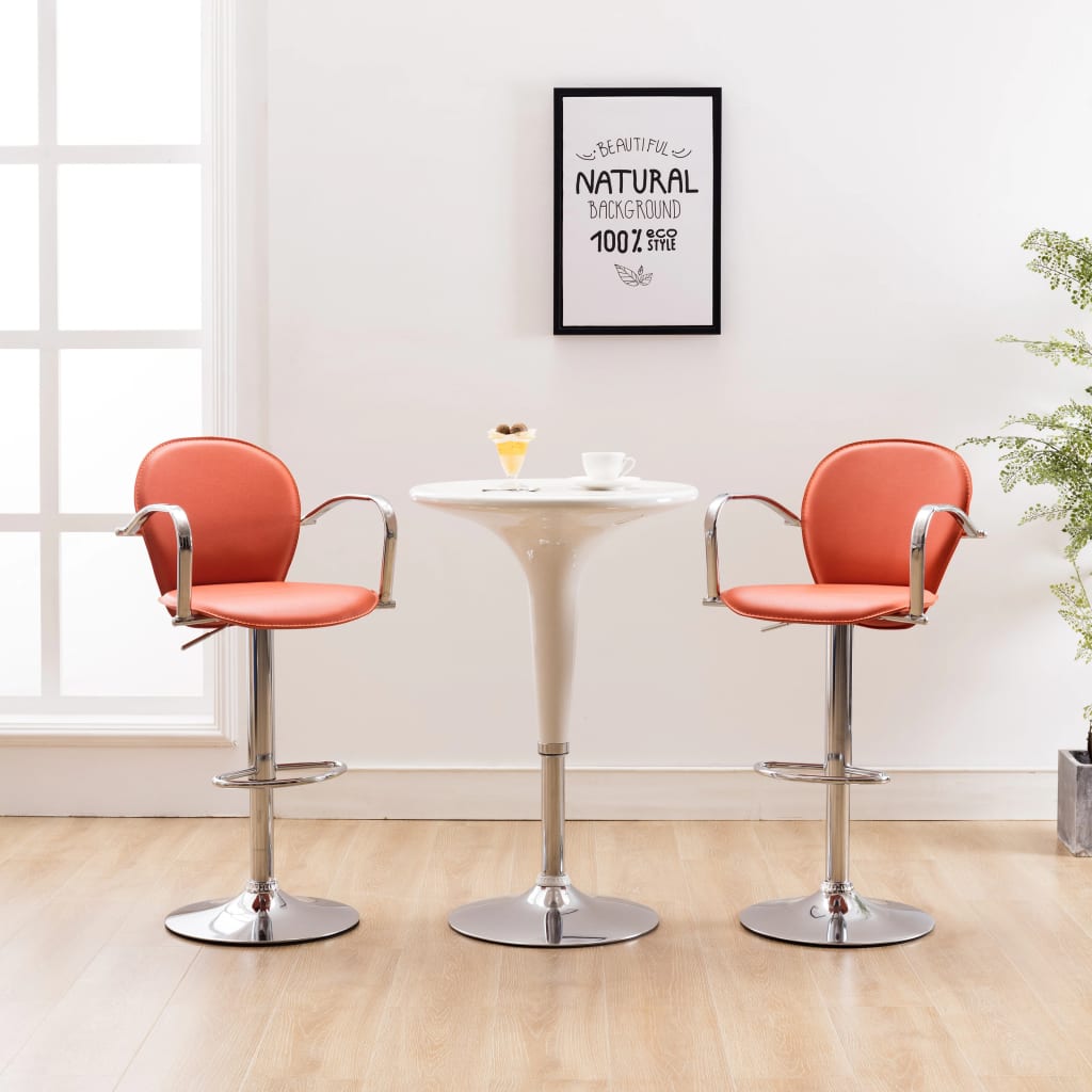 vidaXL Barové stoličky s opierkami na ruky 2 ks, oranžové, umelá koža