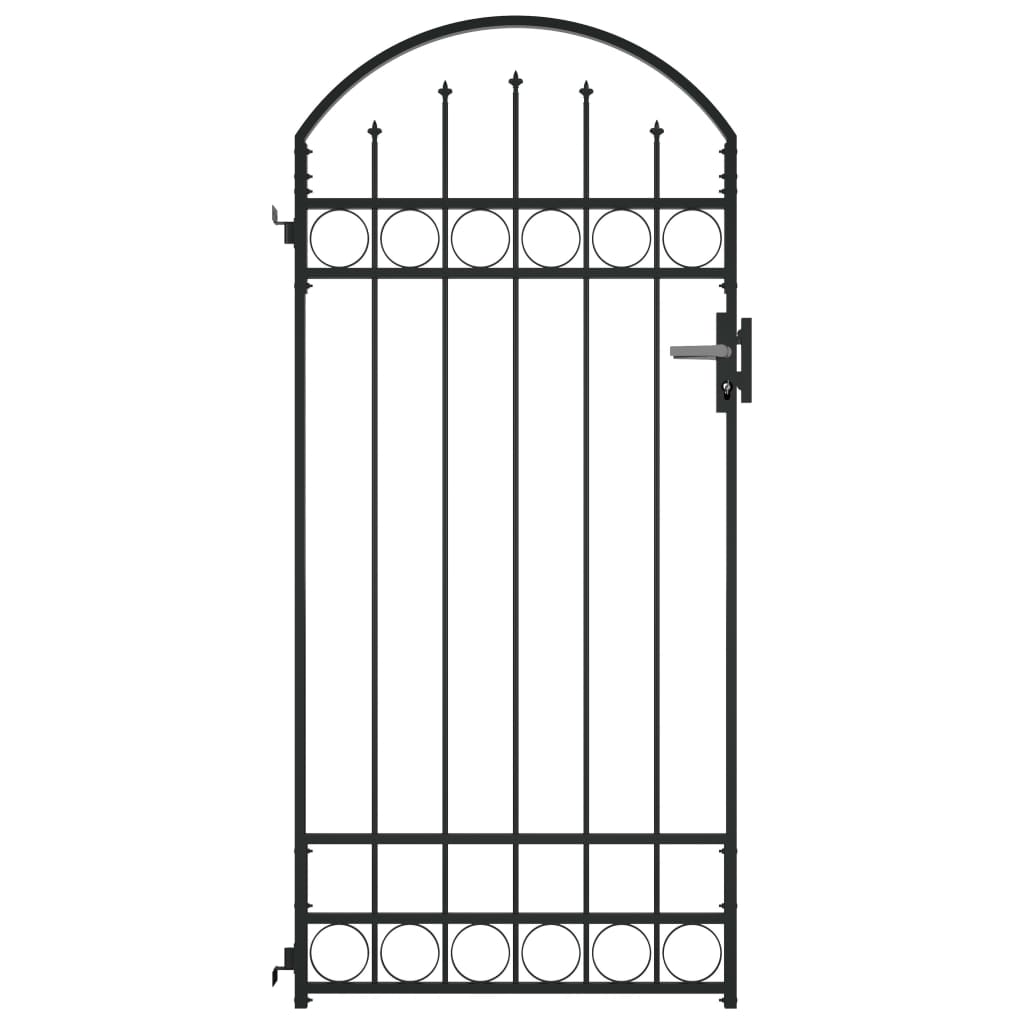 vidaXL Plotová brána s oblúkom, oceľ 100x200 cm, čierna 