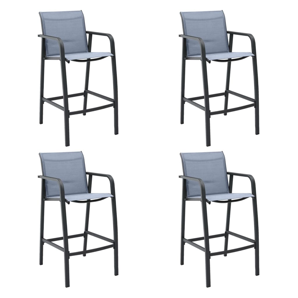 vidaXL Záhradné barové stoličky 4 ks sivé textilén
