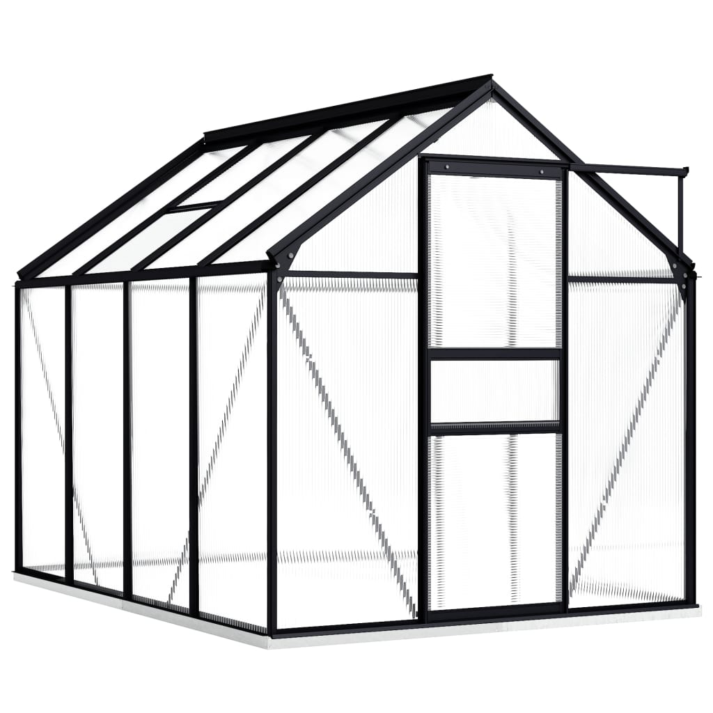 vidaXL Hliníkový skleník s podkladovým rámom antracitový 15,2 m²