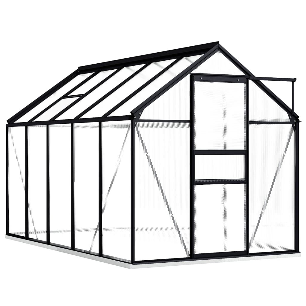 vidaXL Hliníkový skleník s podkladovým rámom antracitový 18,85 m²
