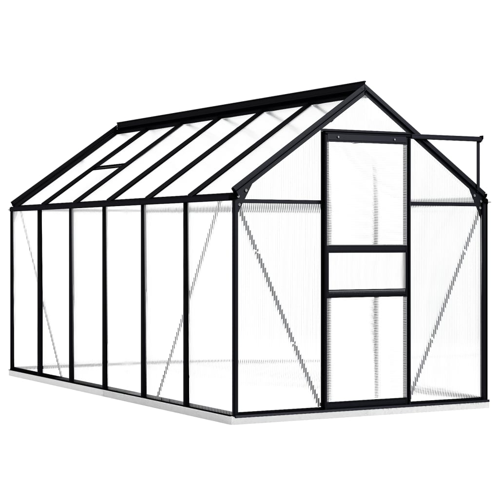 vidaXL Hliníkový skleník s podkladovým rámom antracitový 22,5 m³