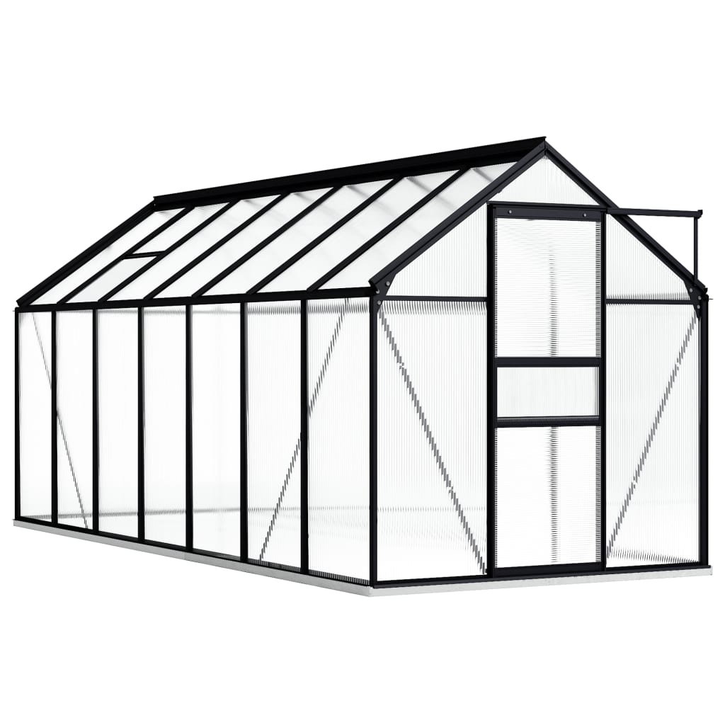 vidaXL Hliníkový skleník s podkladovým rámom antracitový 26,14 m³