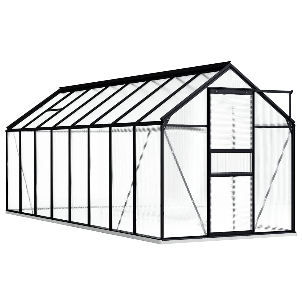 vidaXL Hliníkový skleník s podkladovým rámom antracitový 29,79 m³