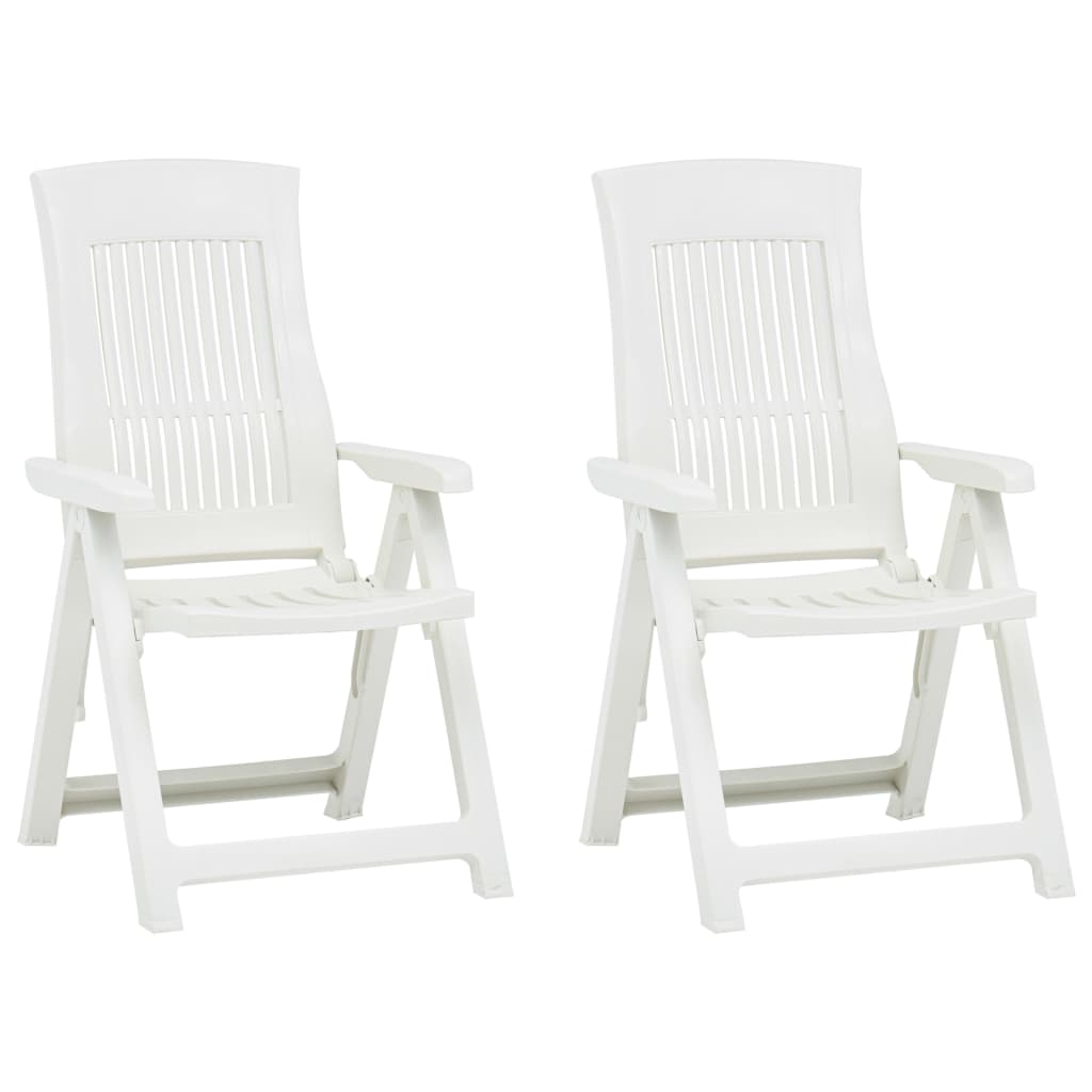 vidaXL Sklápacie záhradné stoličky 2 ks plastové biele 