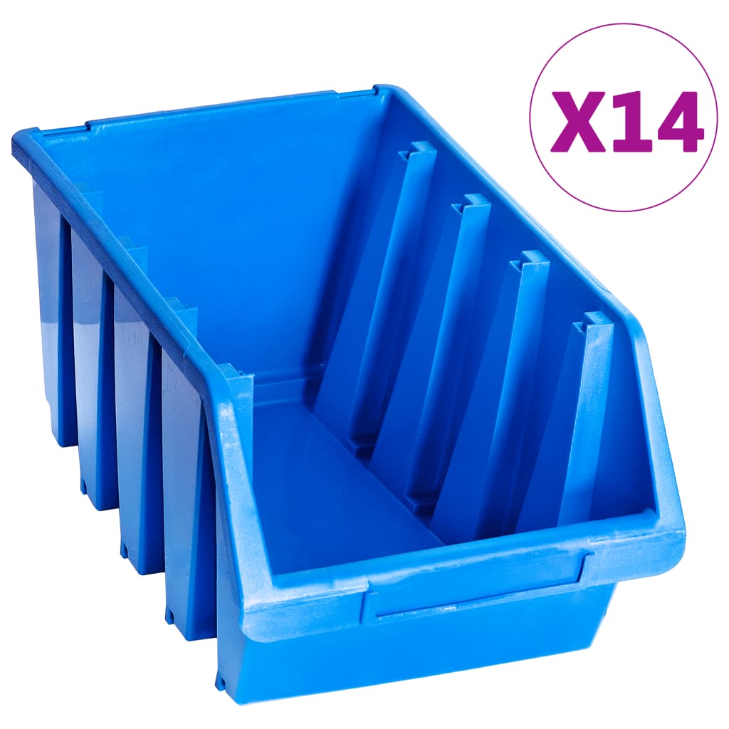 vidaXL Stohovacie úložné nádoby 14 ks modré plastové