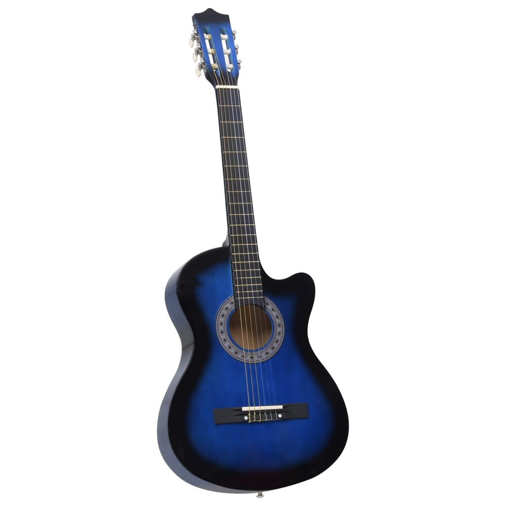 vidaXL Folková akustická gitara Cutaway so 6 strunami modrá 38" lipové drevo    