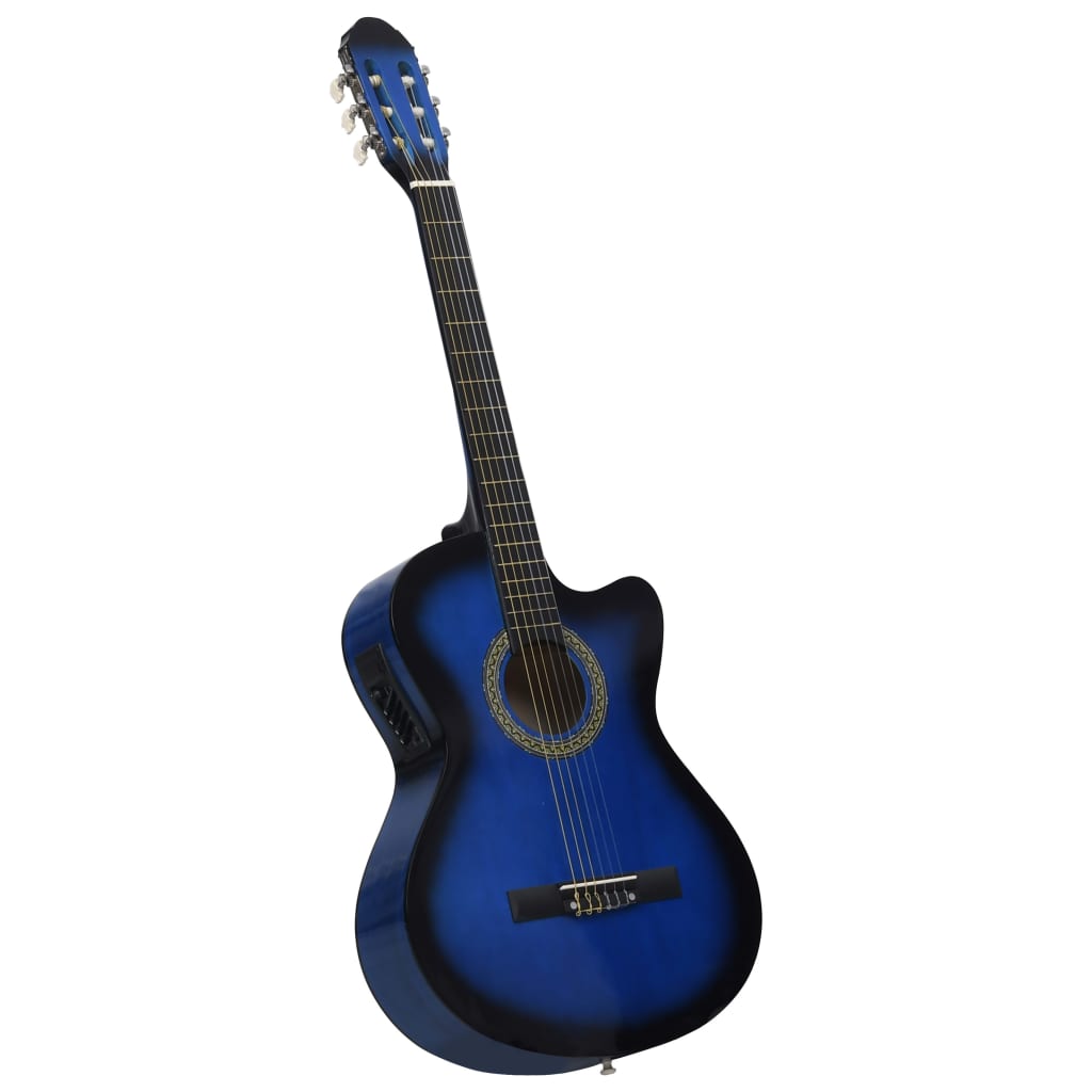 vidaXL Folková akustická gitara Cutaway s ekvalizérom a 6 strunami modrá   