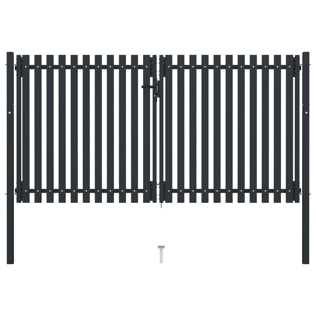 vidaXL Dvojkrídlová plotová brána, oceľ 306x220 cm, antracitová 