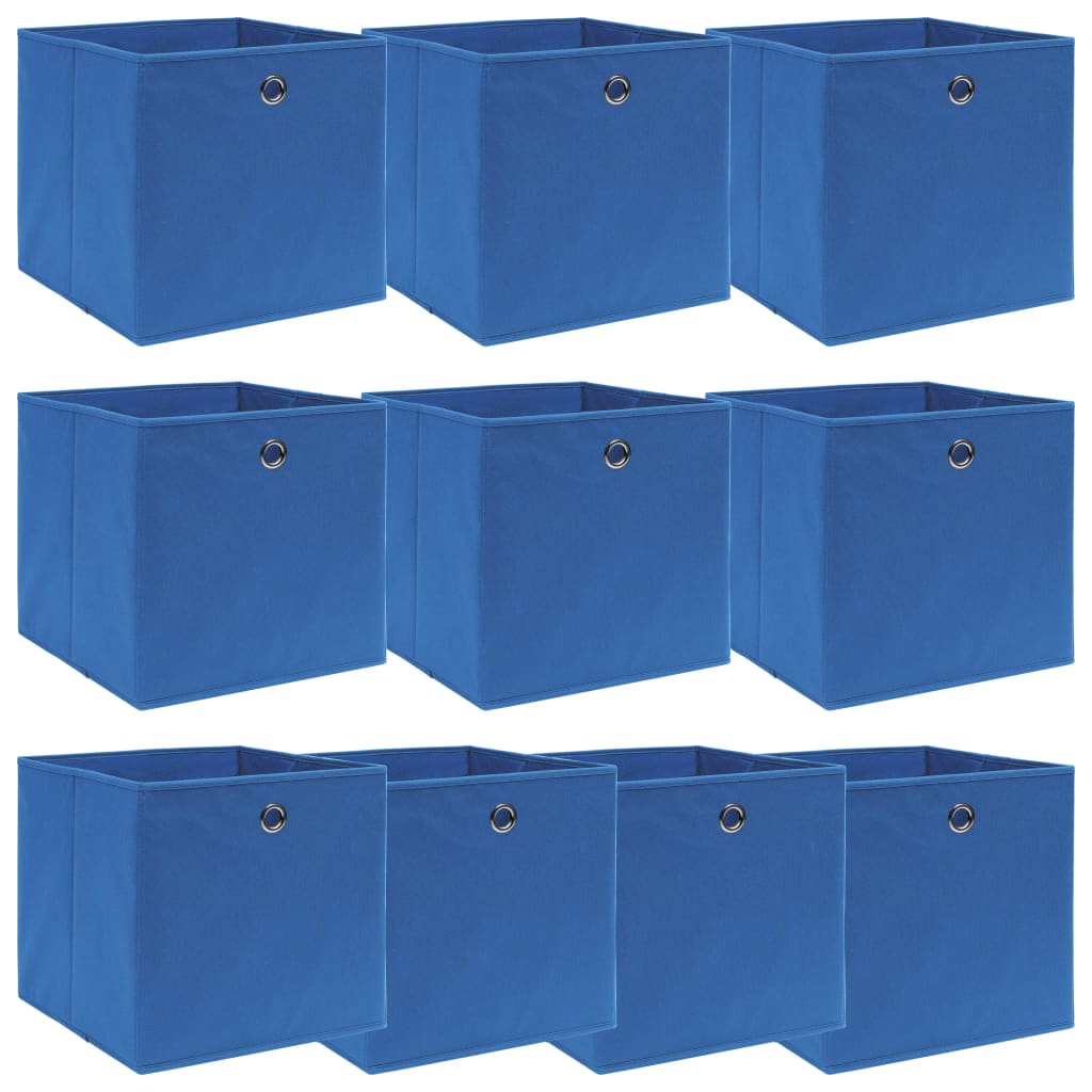 vidaXL Úložné boxy 10 ks modré 32x32x32 cm látkové