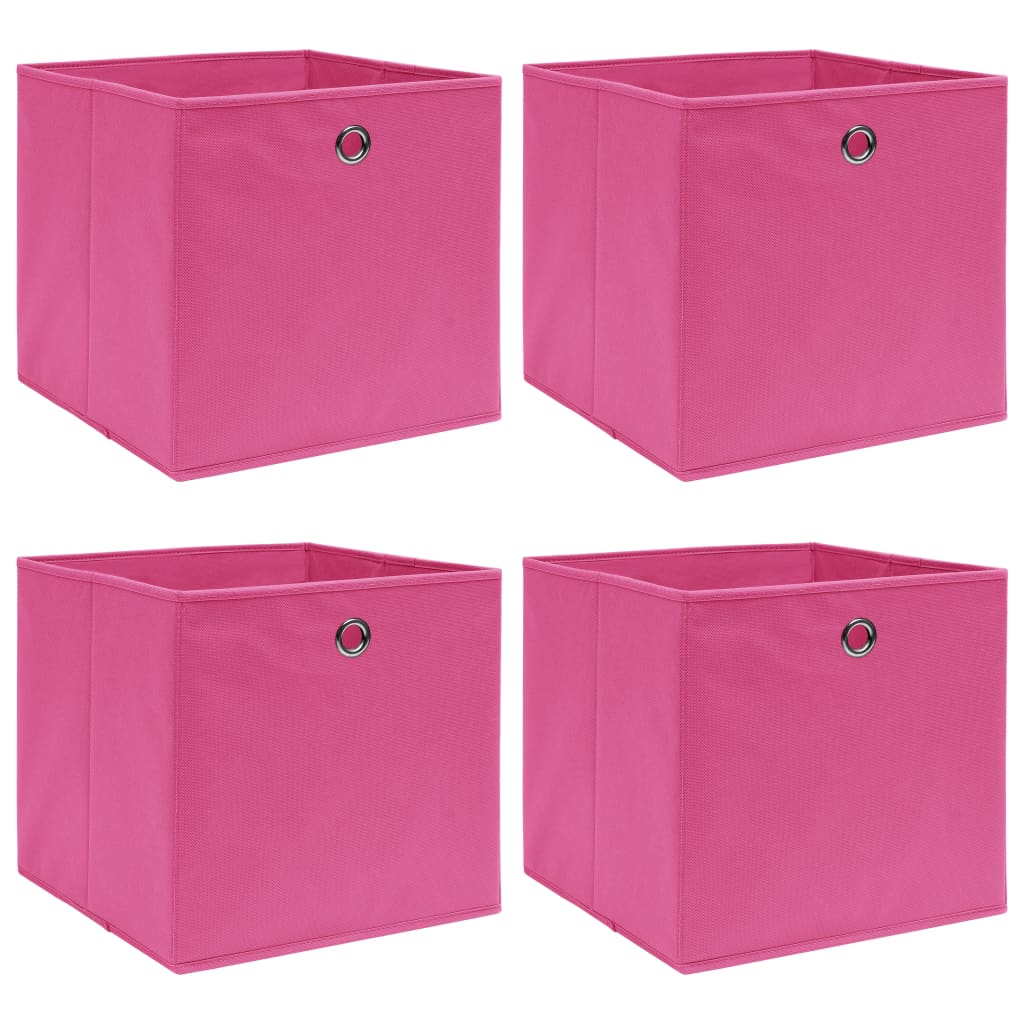 vidaXL Úložné boxy 4 ks ružové 32x32x32 cm látkové