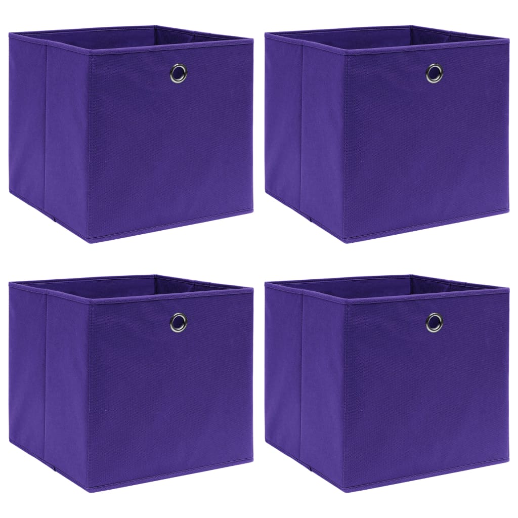 vidaXL Úložné boxy 4 ks fialové 32x32x32 cm látkové