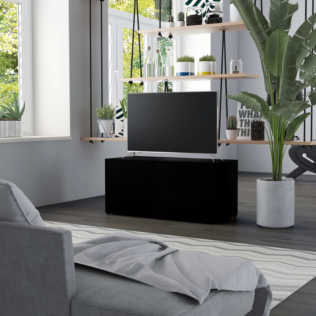 vidaXL TV skrinka, čierna 80x34x36 cm, drevotrieska