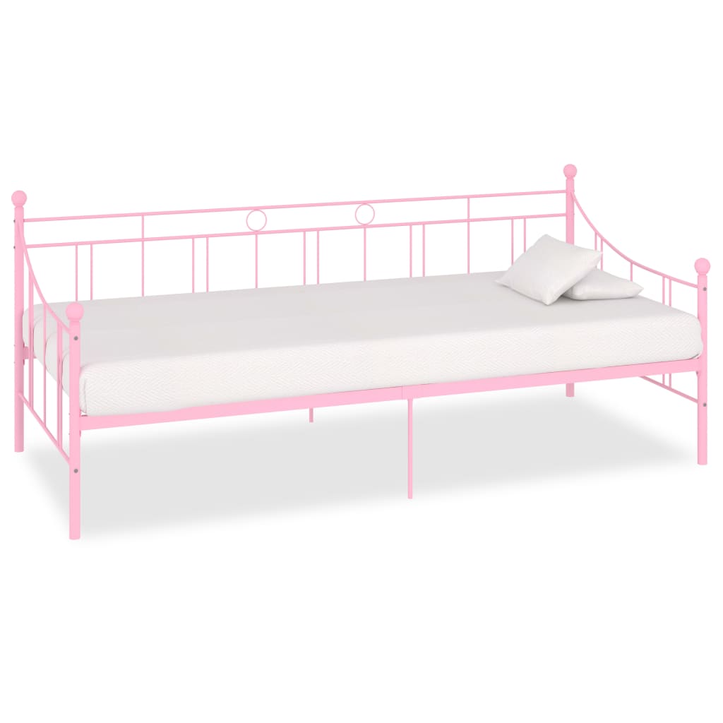 vidaXL Rám dennej postele ružový kovový 90x200 cm