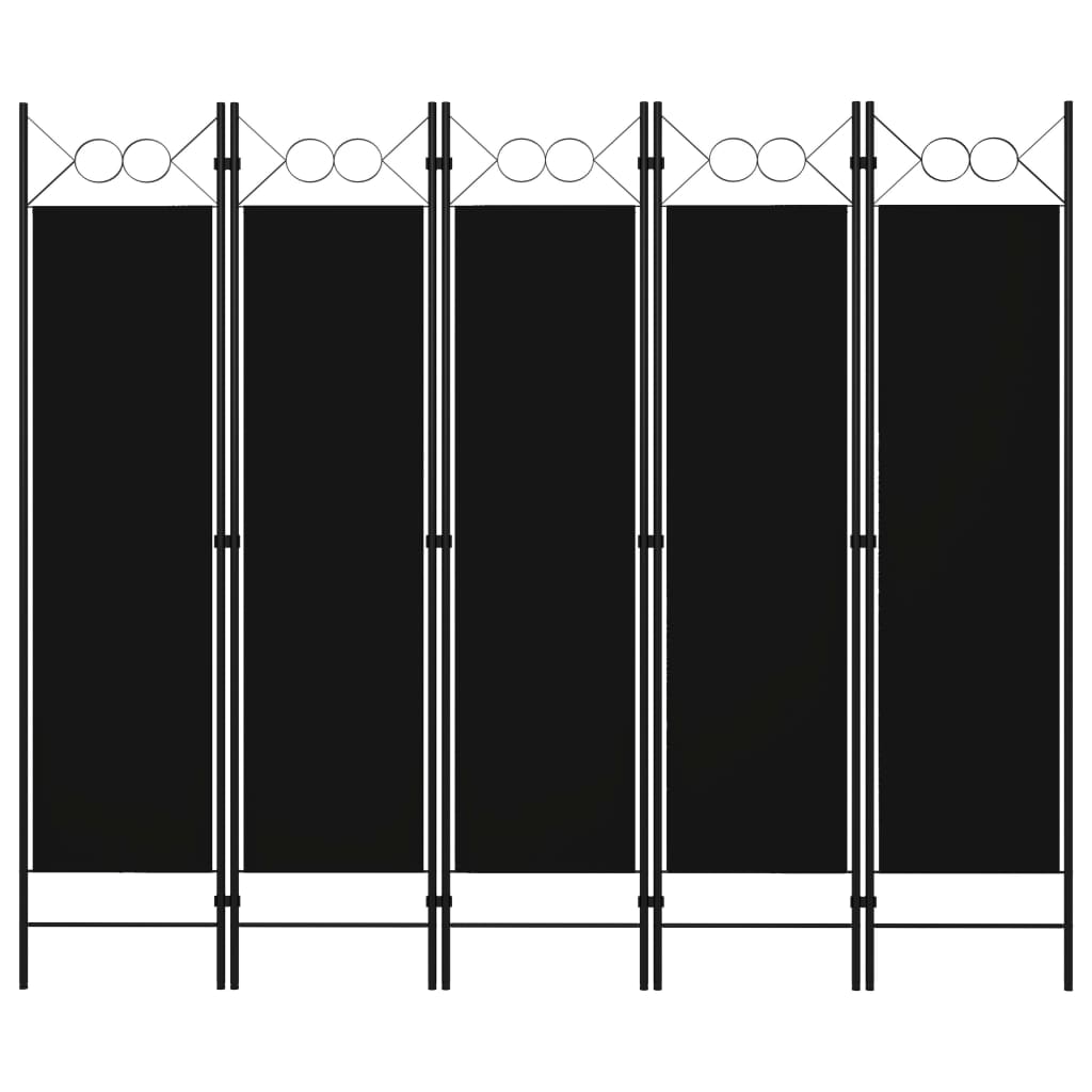 vidaXL Paraván s 5 panelmi, čierny 200x180 cm 