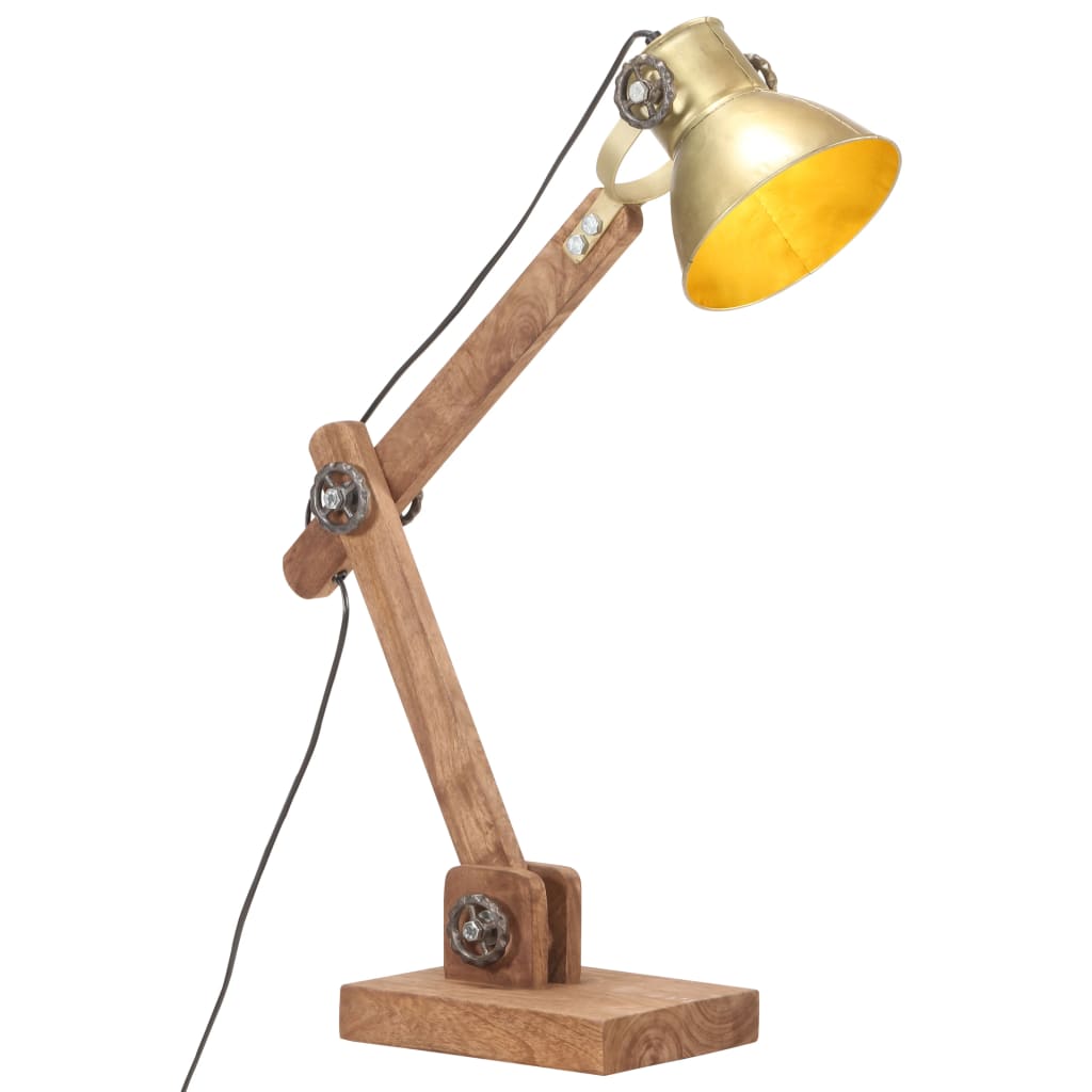 vidaXL Industriálna stolová lampa mosadzná okrúhla 58x18x90 cm E27