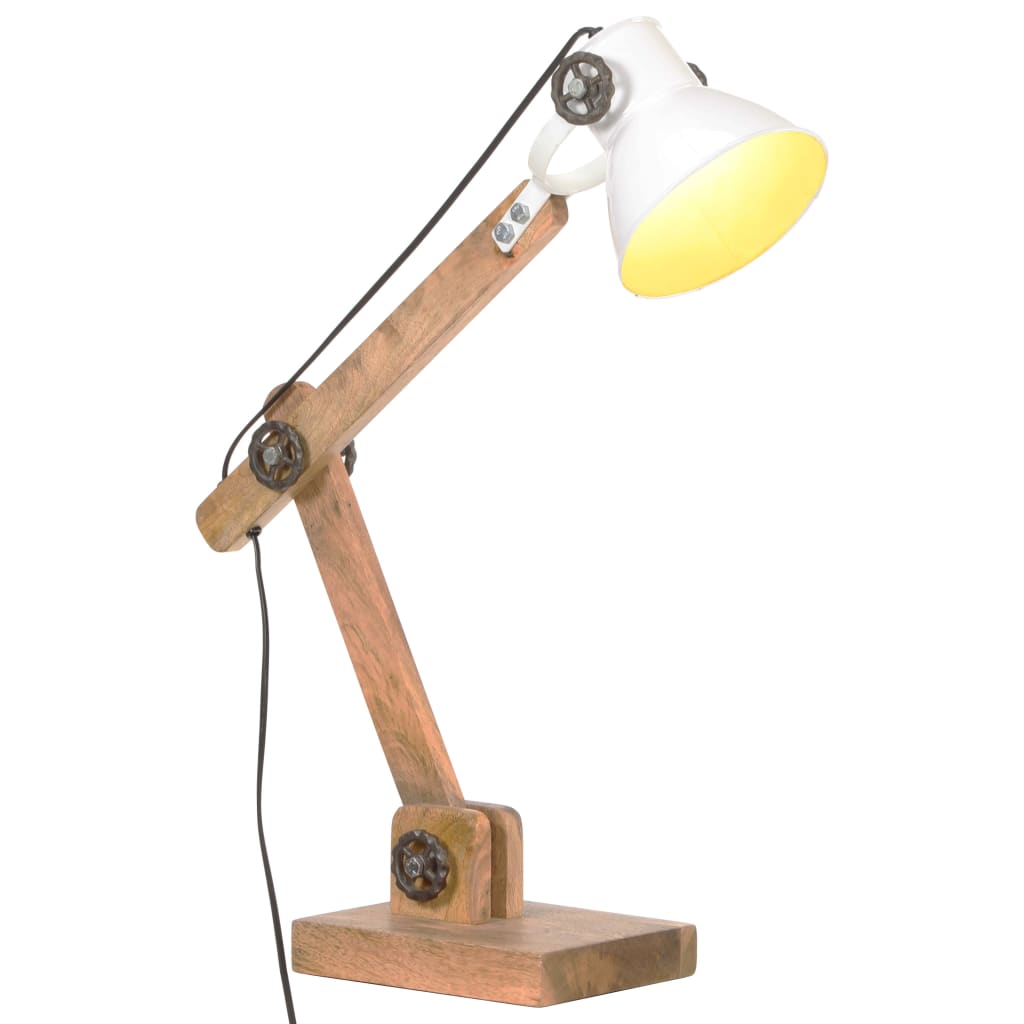 vidaXL Industriálna stolová lampa biela okrúhla 58x18x90 cm E27