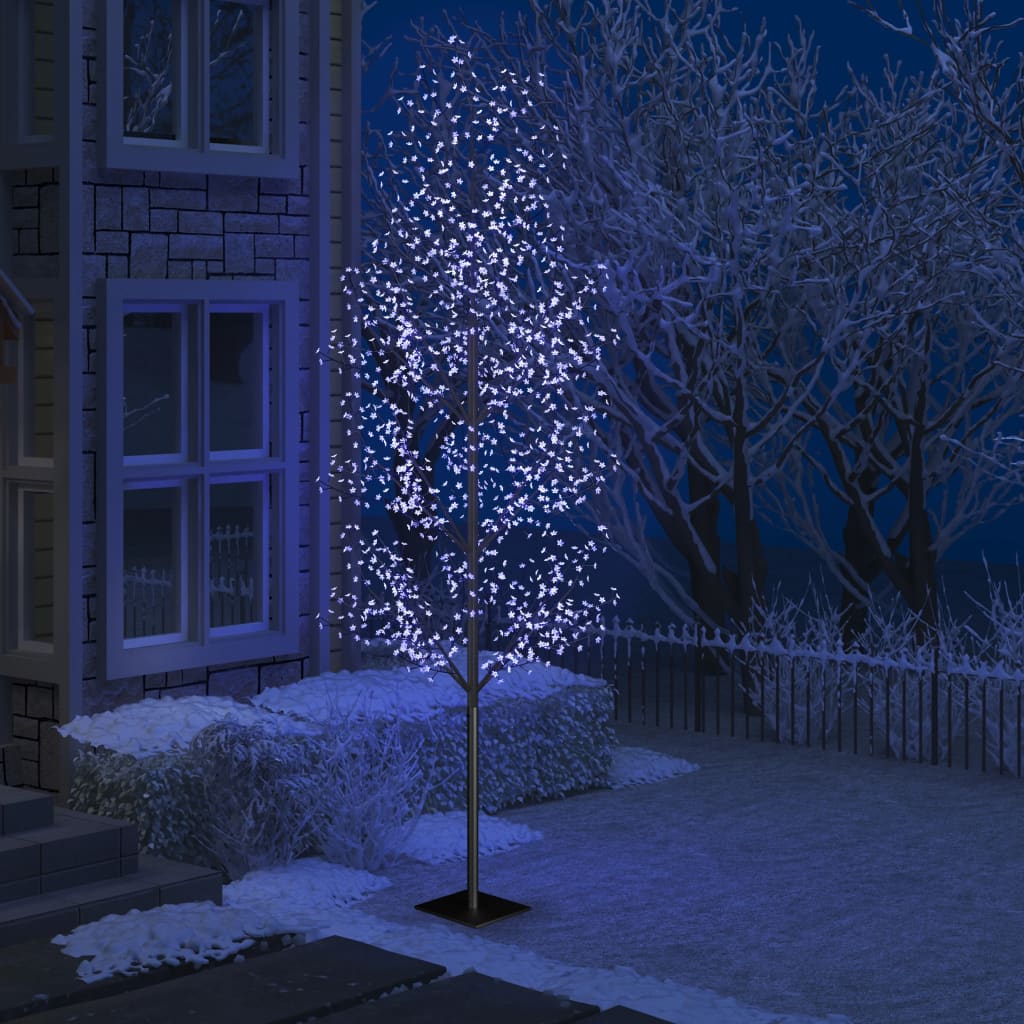 vidaXL Vianočný stromček 1200 LED modré svetlo kvety čerešne 400 cm