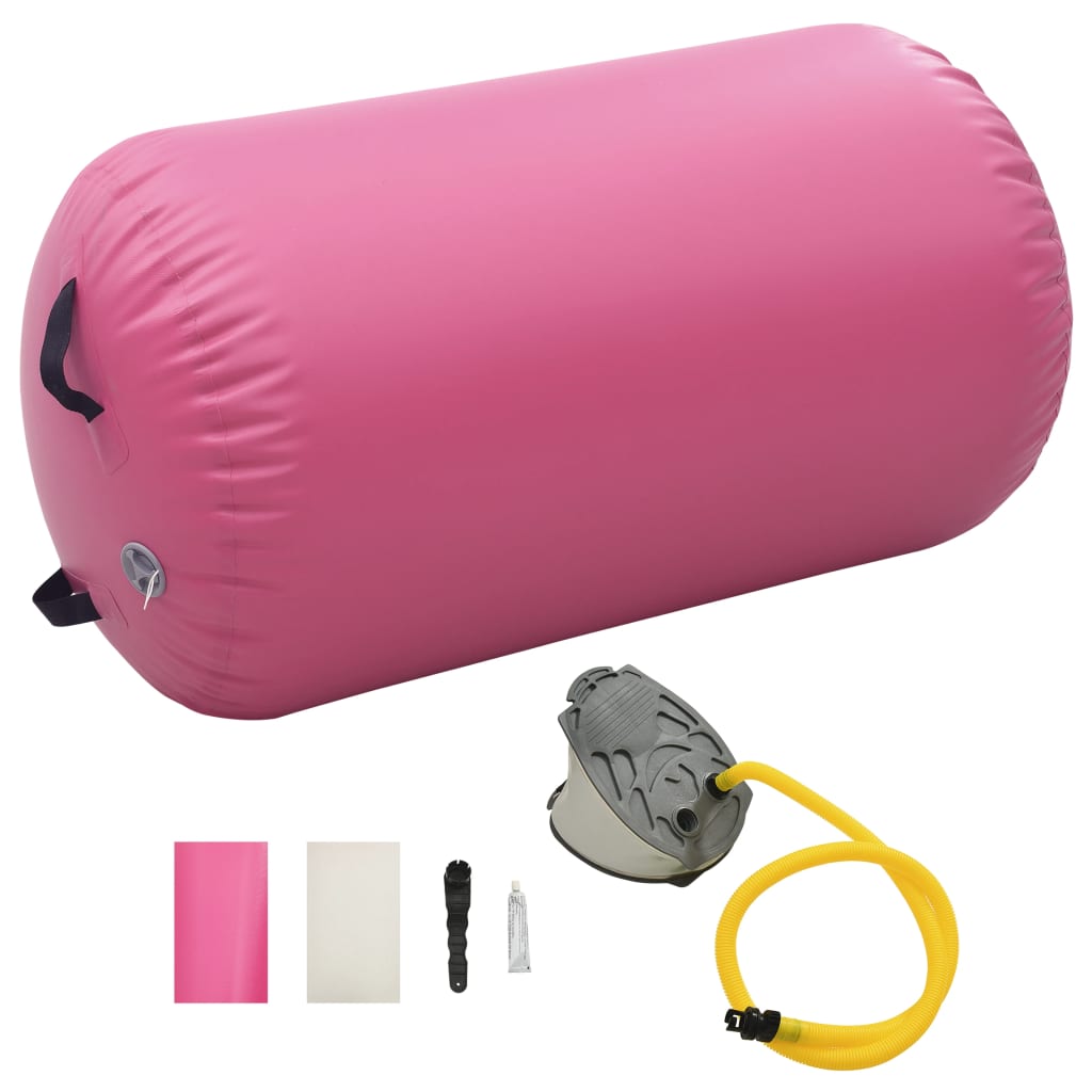 vidaXL Nafukovací gymnastický valec s pumpou 100x60 cm PVC ružový