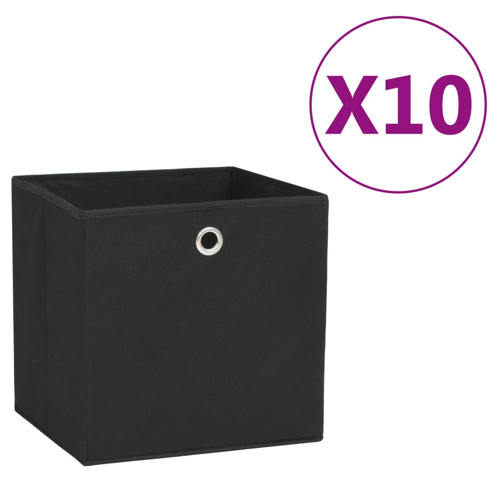 vidaXL Úložné boxy 10 ks, netkaná textília 28x28x28 cm, čierne