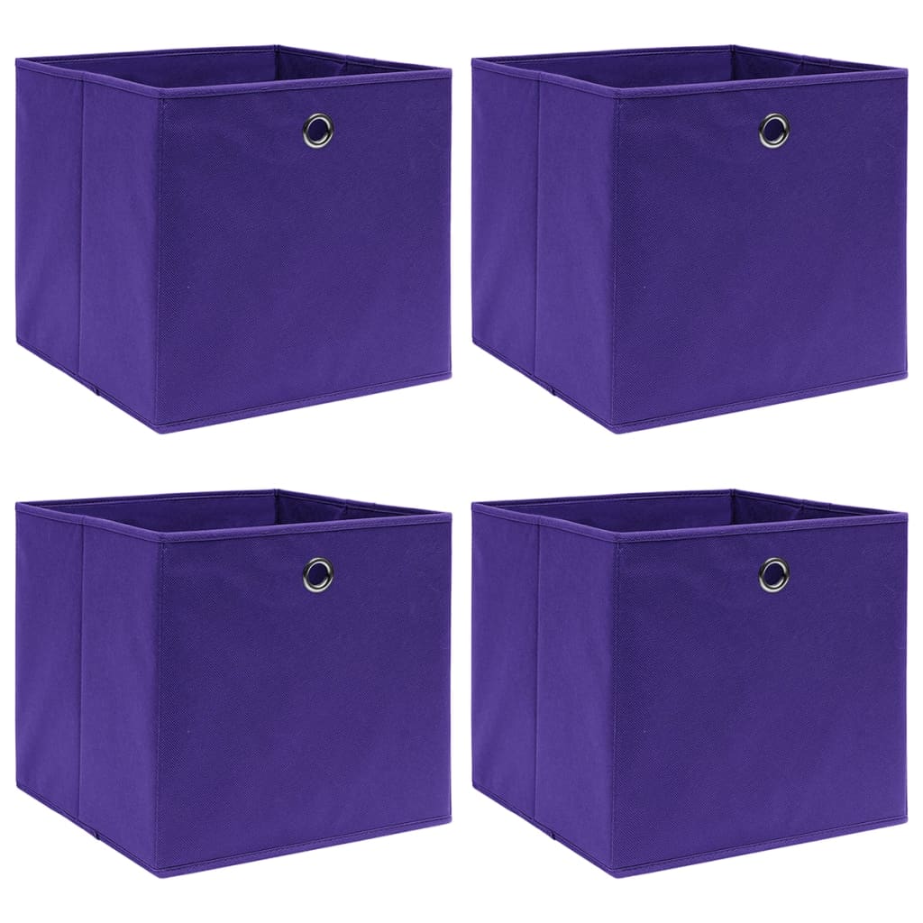 vidaXL Úložné boxy 4 ks netkaná textília 28x28x28 cm fialové