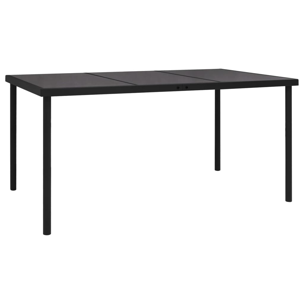 vidaXL Záhradný stôl so sklenenou doskou čierny 150x90x74 cm oceľ