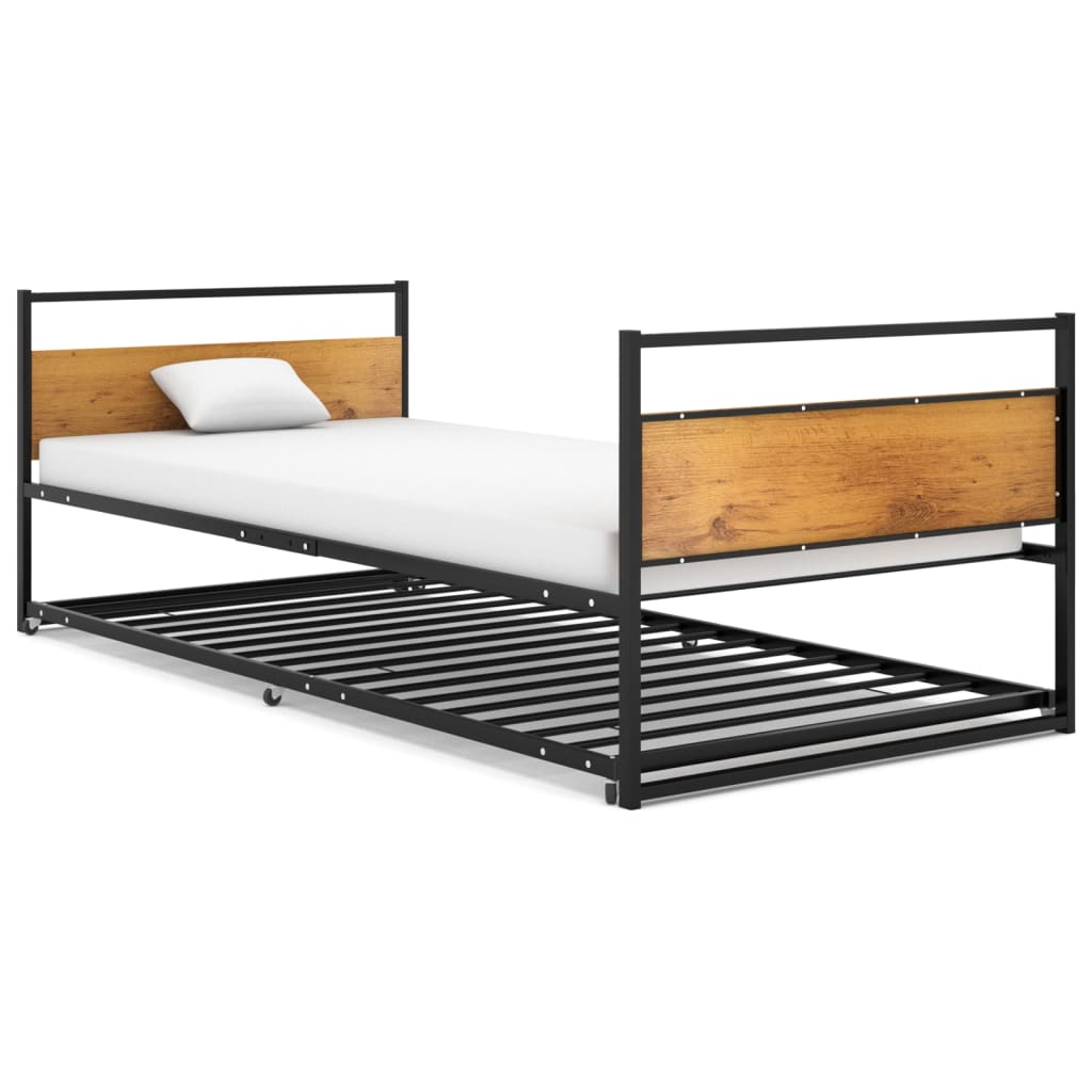 vidaXL Rám rozkladacej postele čierny kovový 90x200 cm