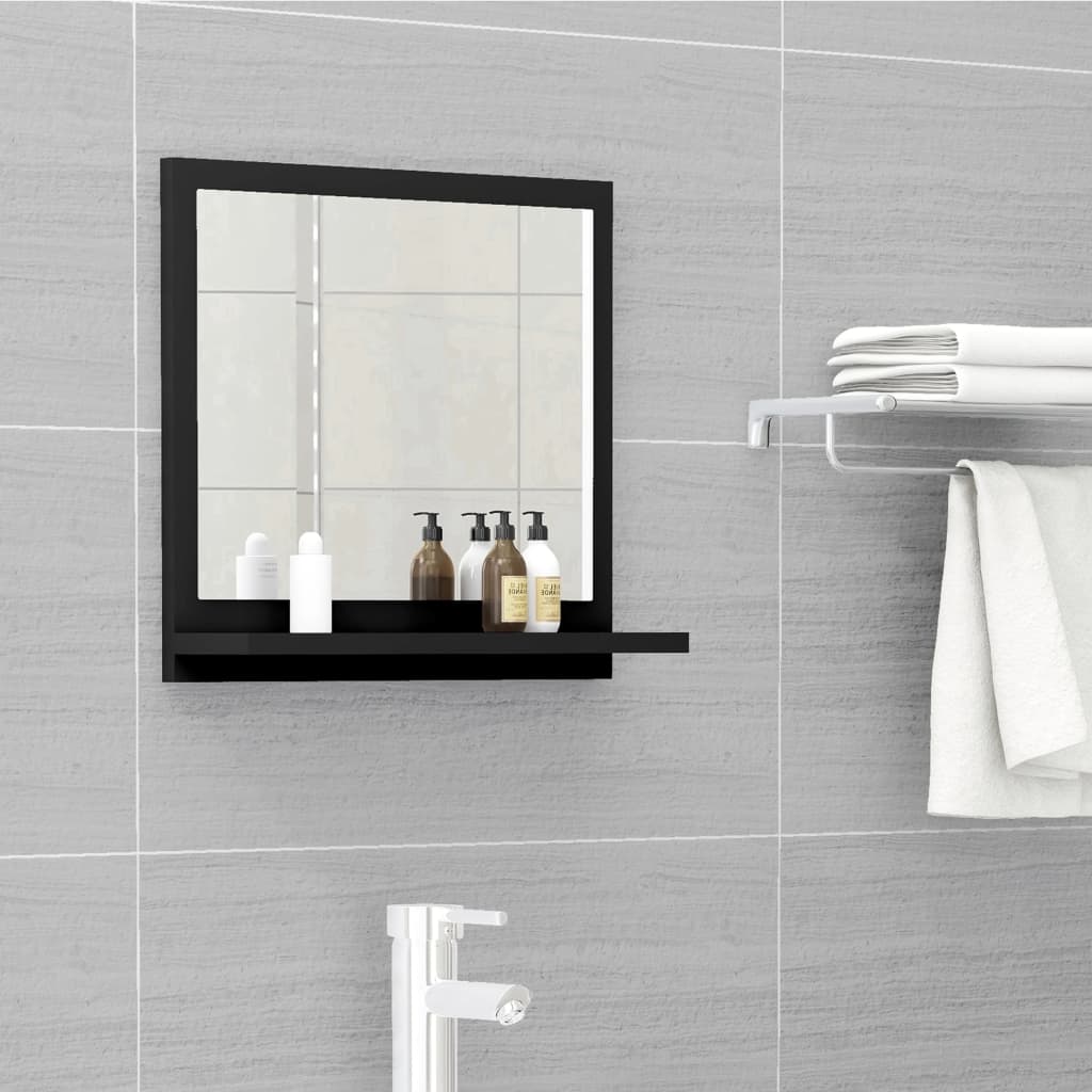 vidaXL Kúpeľňové zrkadlo čierne 40x10,5x37 cm drevotrieska