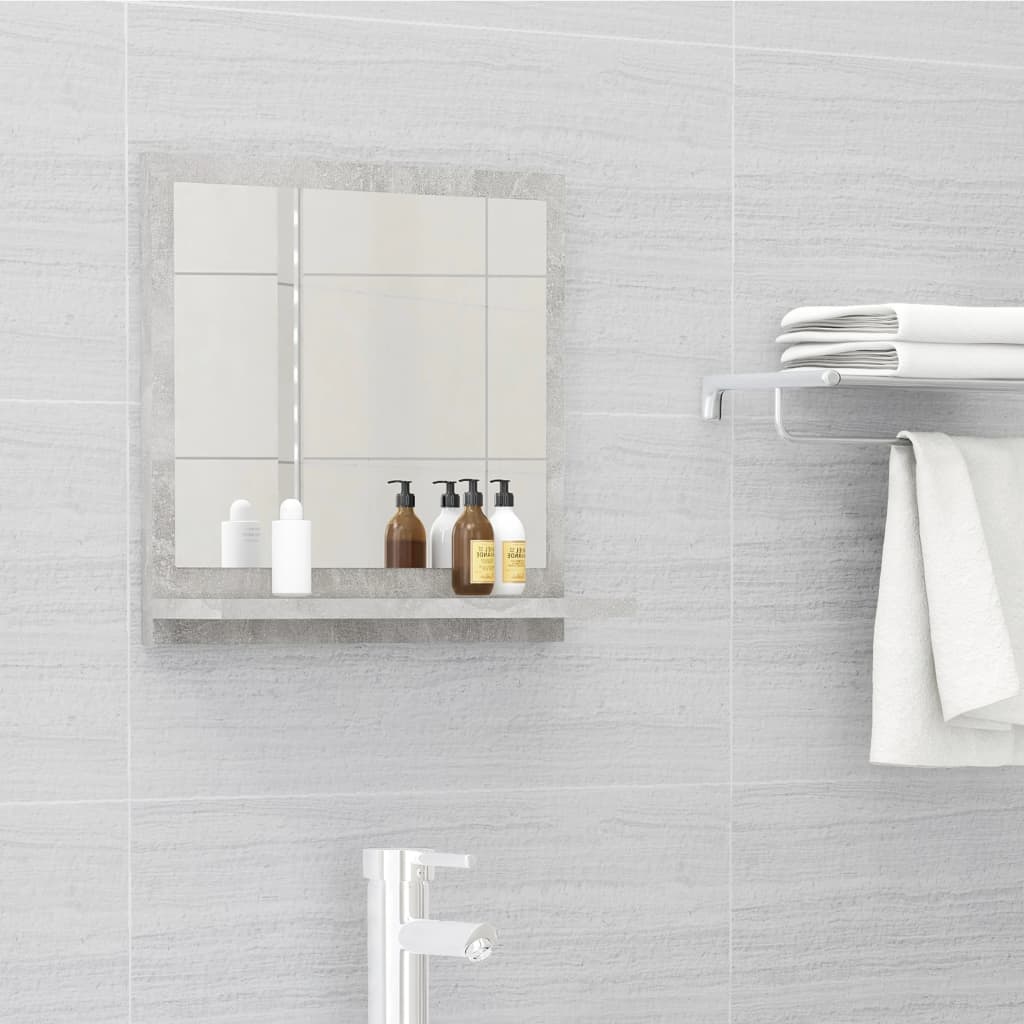 vidaXL Kúpeľňové zrkadlo betónové sivé 40x10,5x37 cm drevotrieska