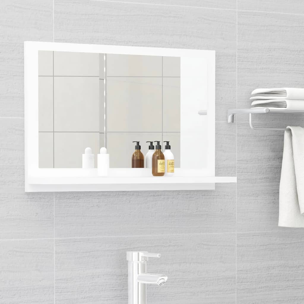 vidaXL Kúpeľňové zrkadlo biele 60x10,5x37 cm drevotrieska