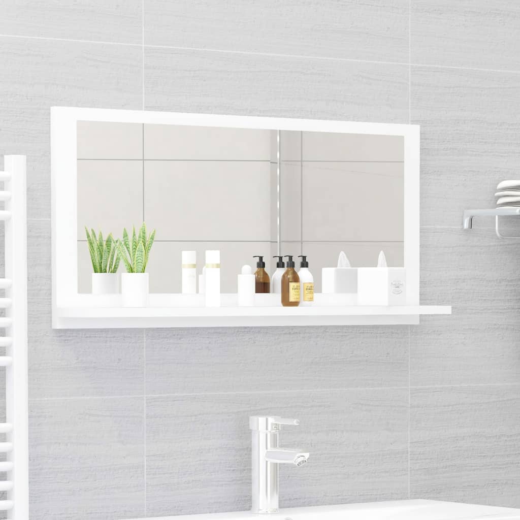 vidaXL Kúpeľňové zrkadlo biele 80x10,5x37 cm drevotrieska