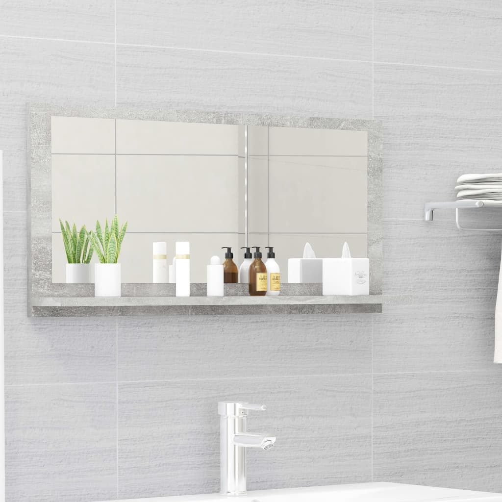 vidaXL Kúpeľňové zrkadlo betónové sivé 80x10,5x37 cm drevotrieska