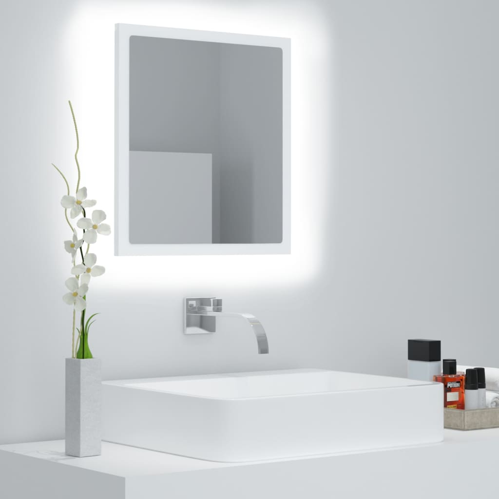 vidaXL Kúpeľňové LED zrkadlo biele 40x8,5x37 cm drevotrieska