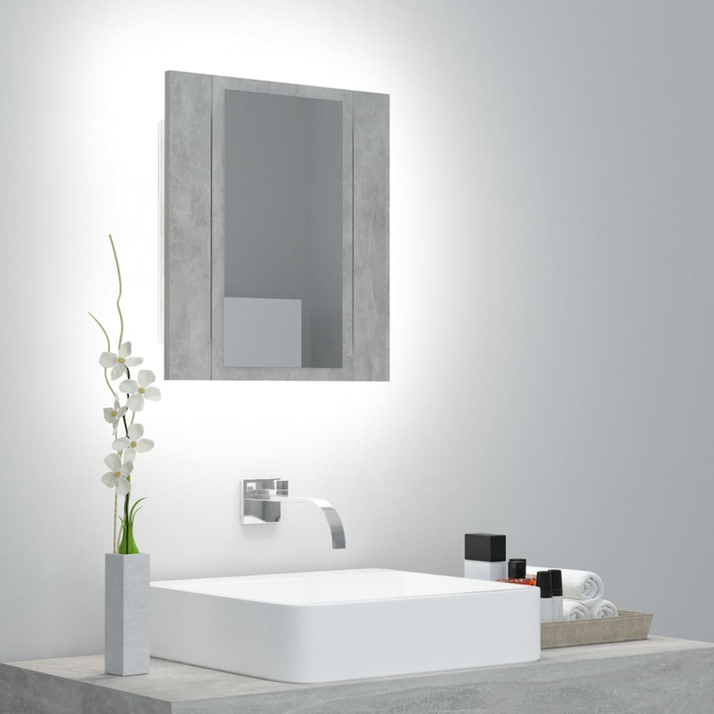vidaXL LED kúpeľňová zrkadlová betónová sivá 40x12x45 cm