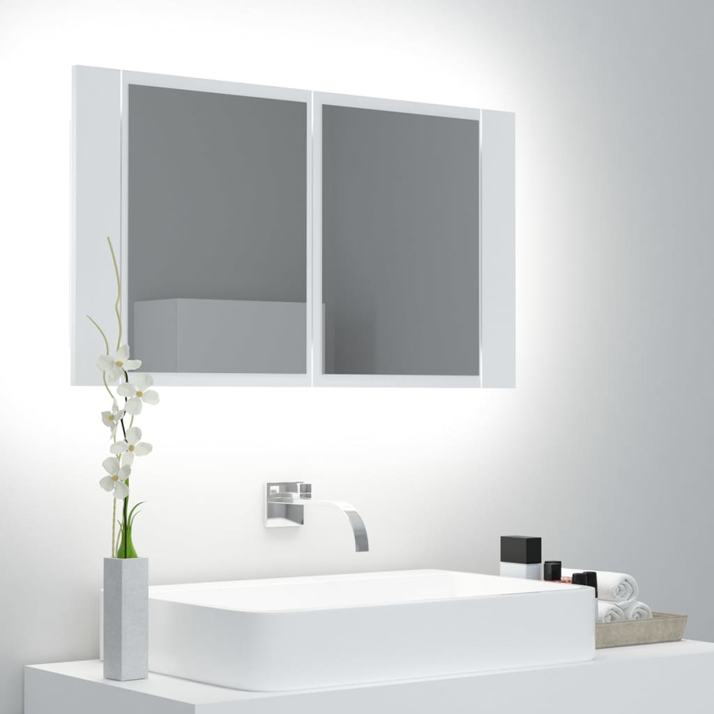 vidaXL LED kúpeľňová zrkadlová skrinka biela 80x12x45 cm
