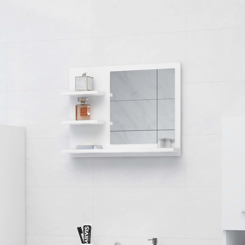 vidaXL Kúpeľňové zrkadlo biele 60x10,5x45 cm drevotrieska