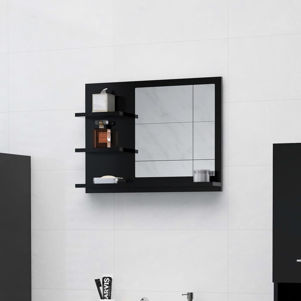 vidaXL Kúpeľňové zrkadlo čierne 60x10,5x45 cm drevotrieska